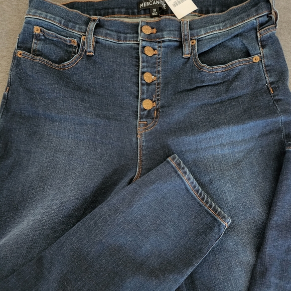 JCREW MERCANTILE BUTTON FRONT HI RISE SKINNY JEANS